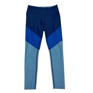 Outdoor Voices 7/8 Leggings Women M Blue Color Block Stretchy Yoga Sporty Pullon